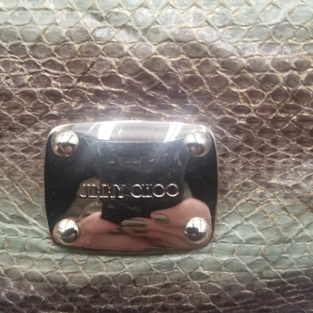 Jimmy Choo Python snake skin green python shoulde… - image 13
